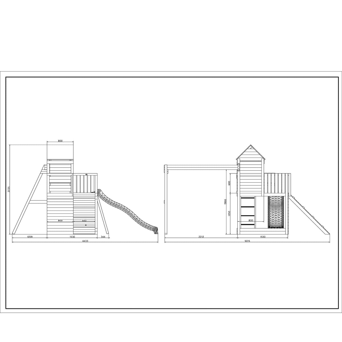 Shire Treehouse climbing frame – dimensions