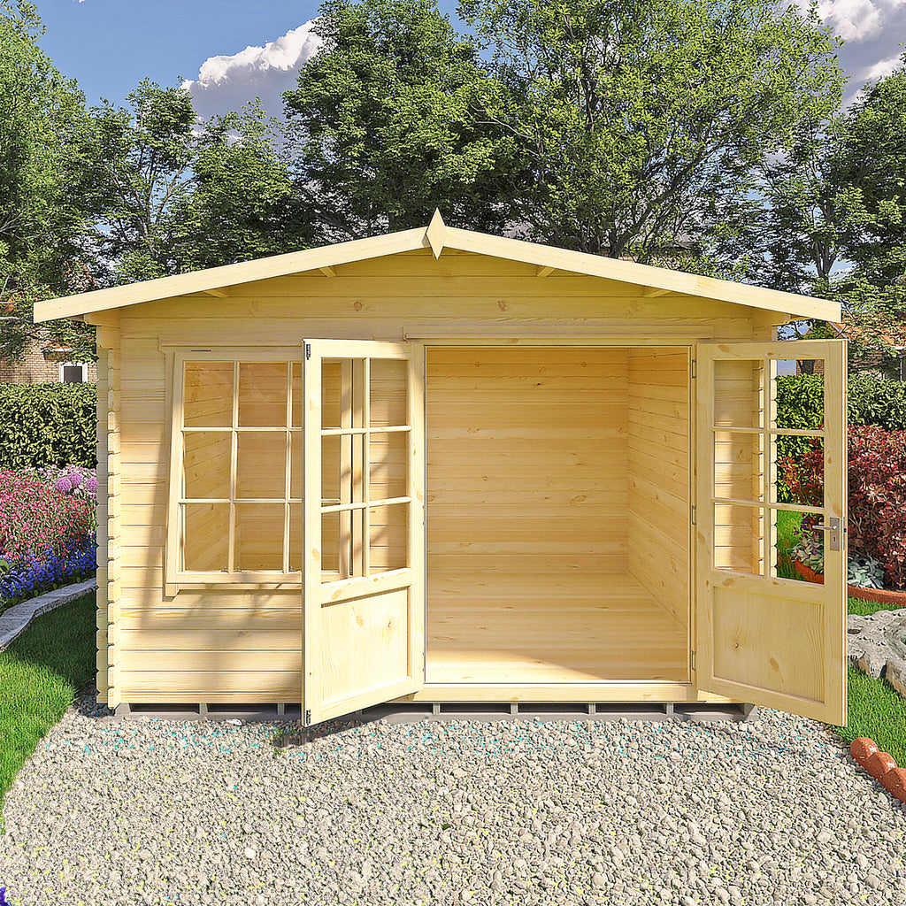 Shire Hale 28mm log cabin 12x10 – exterior view