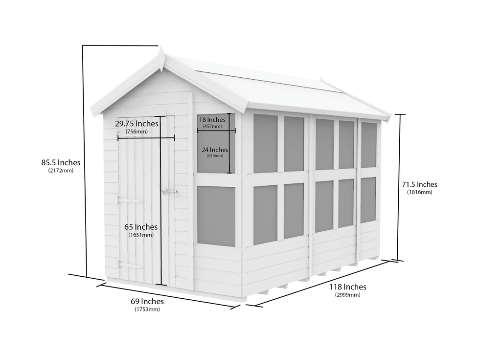 Composite Apex Potting Shed 10X6APSFFCOMP - dimensions