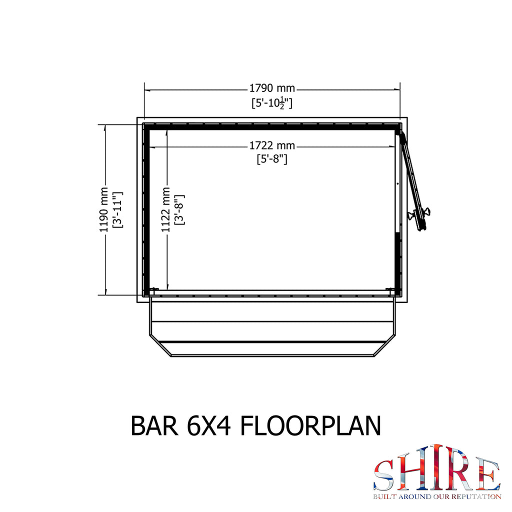 Shire Apex garden bar & store 6x4 – alternative view