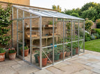 Elite Titan K800 Lean To Greenhouse – silver finish in garden setting