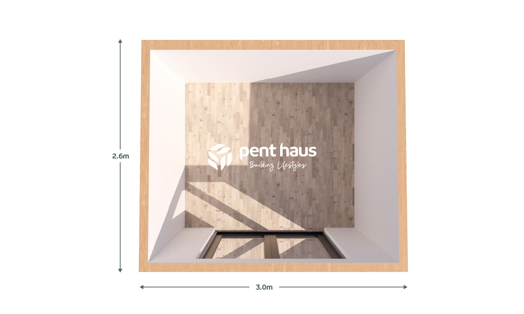 Pent Haus 3.0m x 2.6m Cedar garden room floor plan