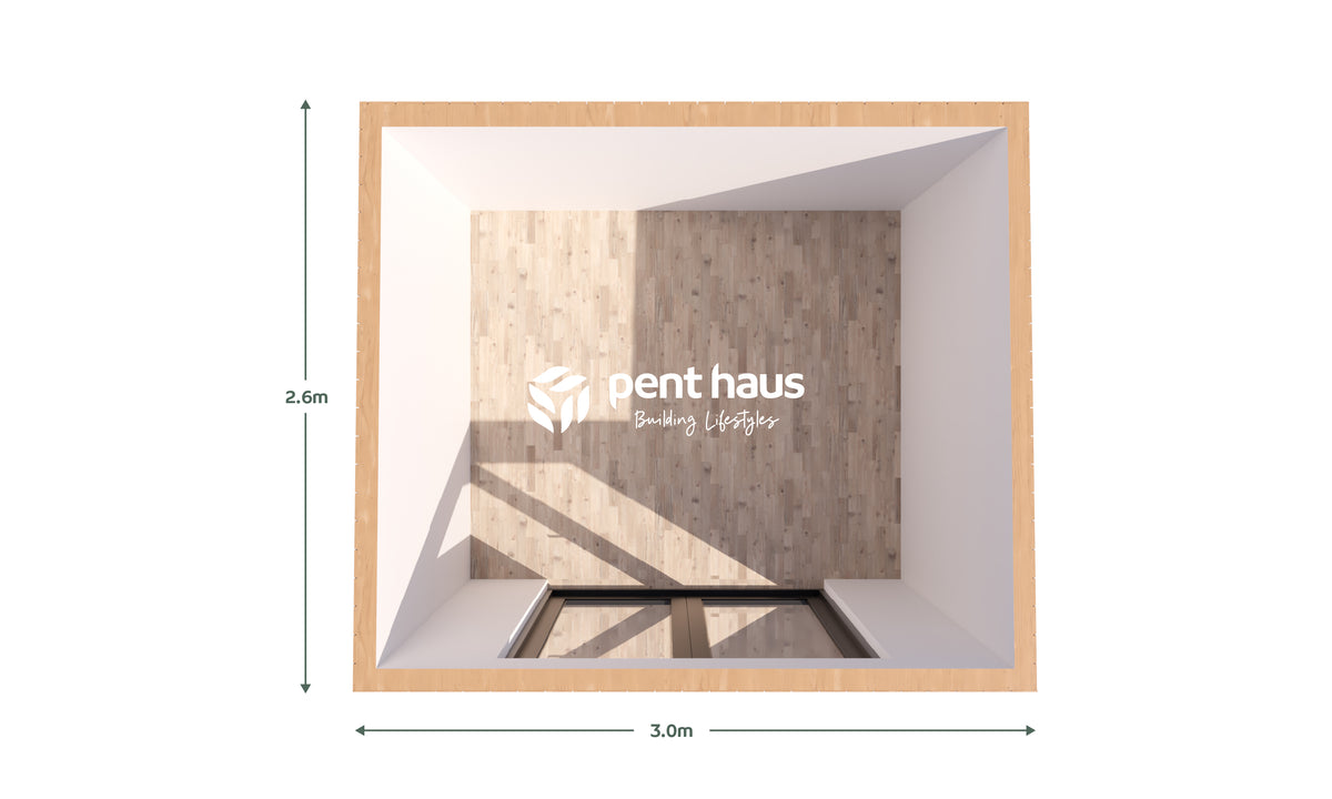 Pent Haus 3.0m x 2.6m Cedar garden room floor plan