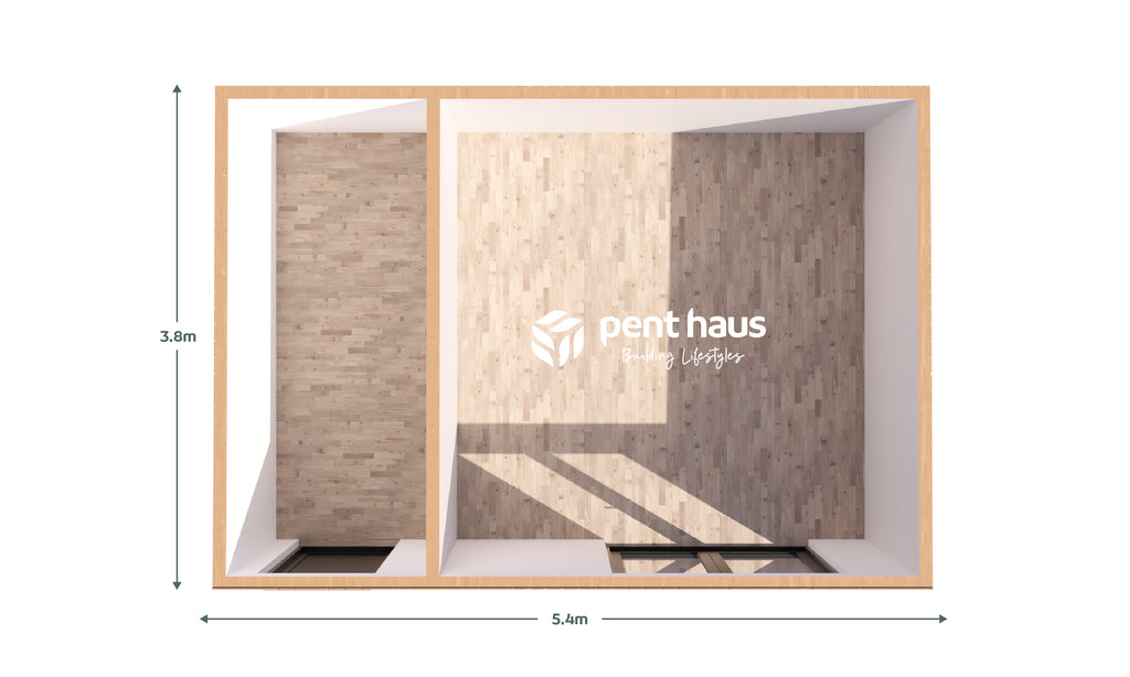 Pent Haus 5.4m x 3.8m Cedar garden room floor plan