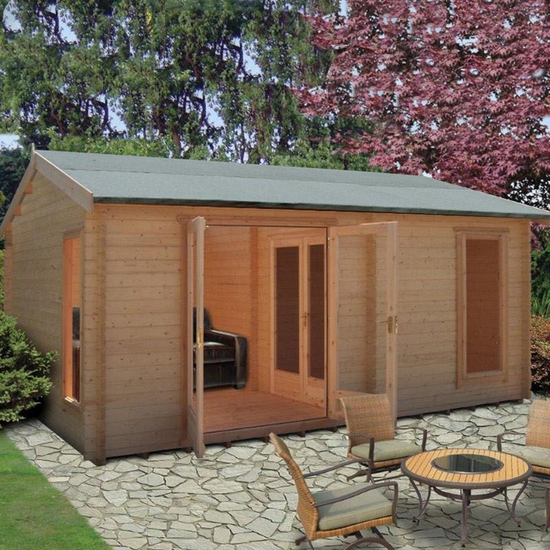 Shire Firestone log cabin – shown with optional felt tiles