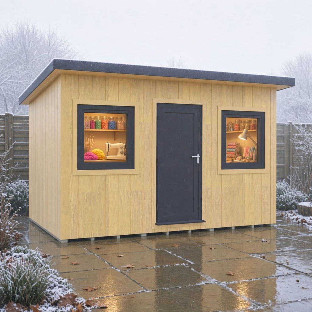 Fortis SIP insulated workshop on a frosty winter day