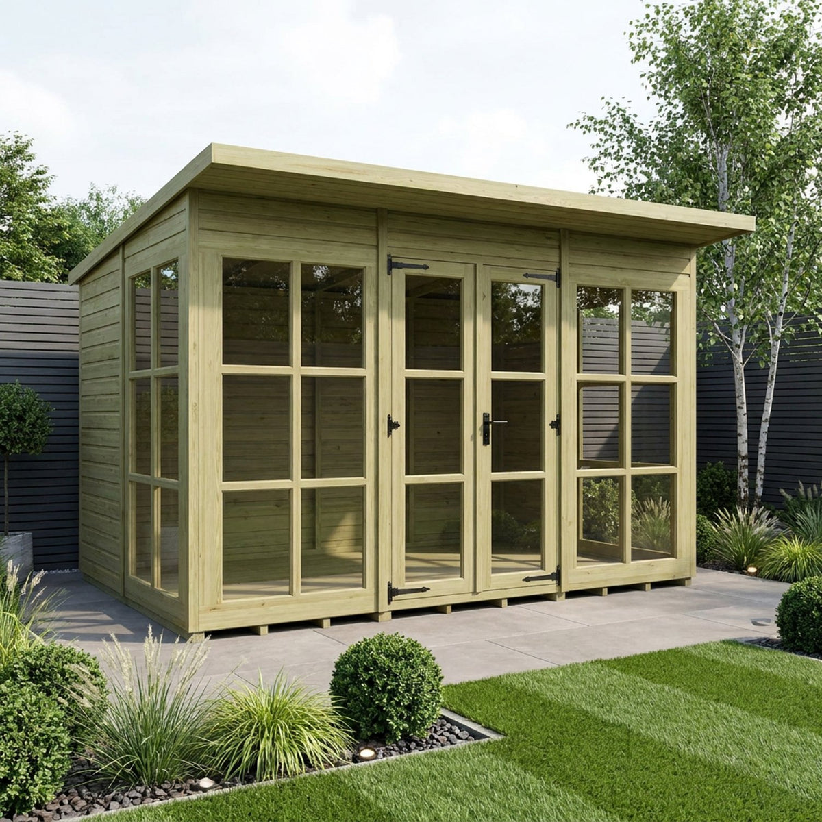 Georgian Summer House from DIY Sheds, a timber summer house with Georgian-style glazed doors and windows
