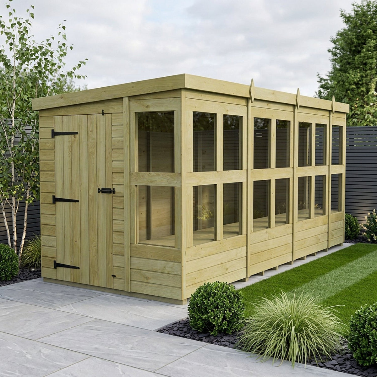 Pent Potting Shed from DIY Sheds, a glazed timber potting shed with a sloping pent roof