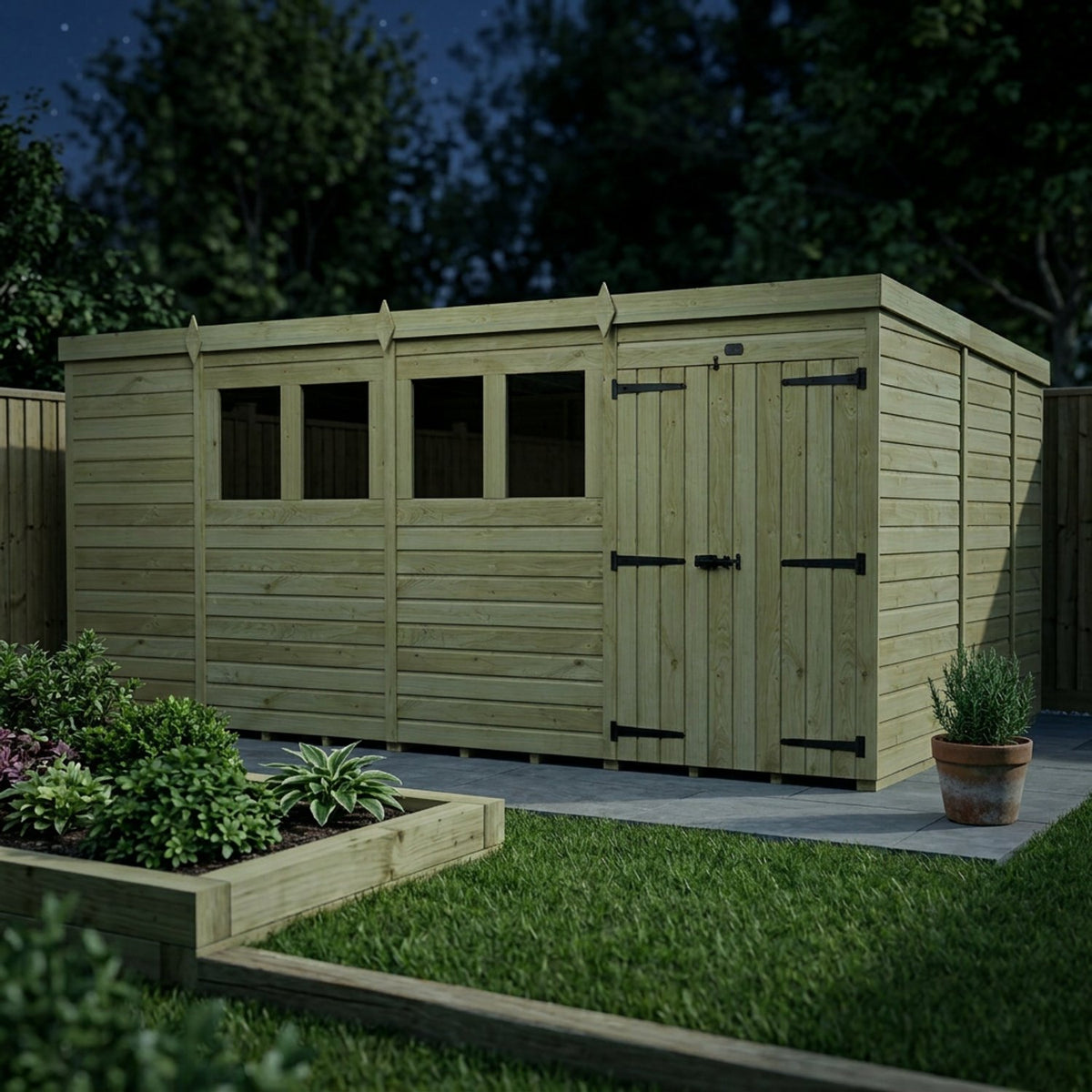 DIY Sheds – Pent Shed – Double Door – view 84