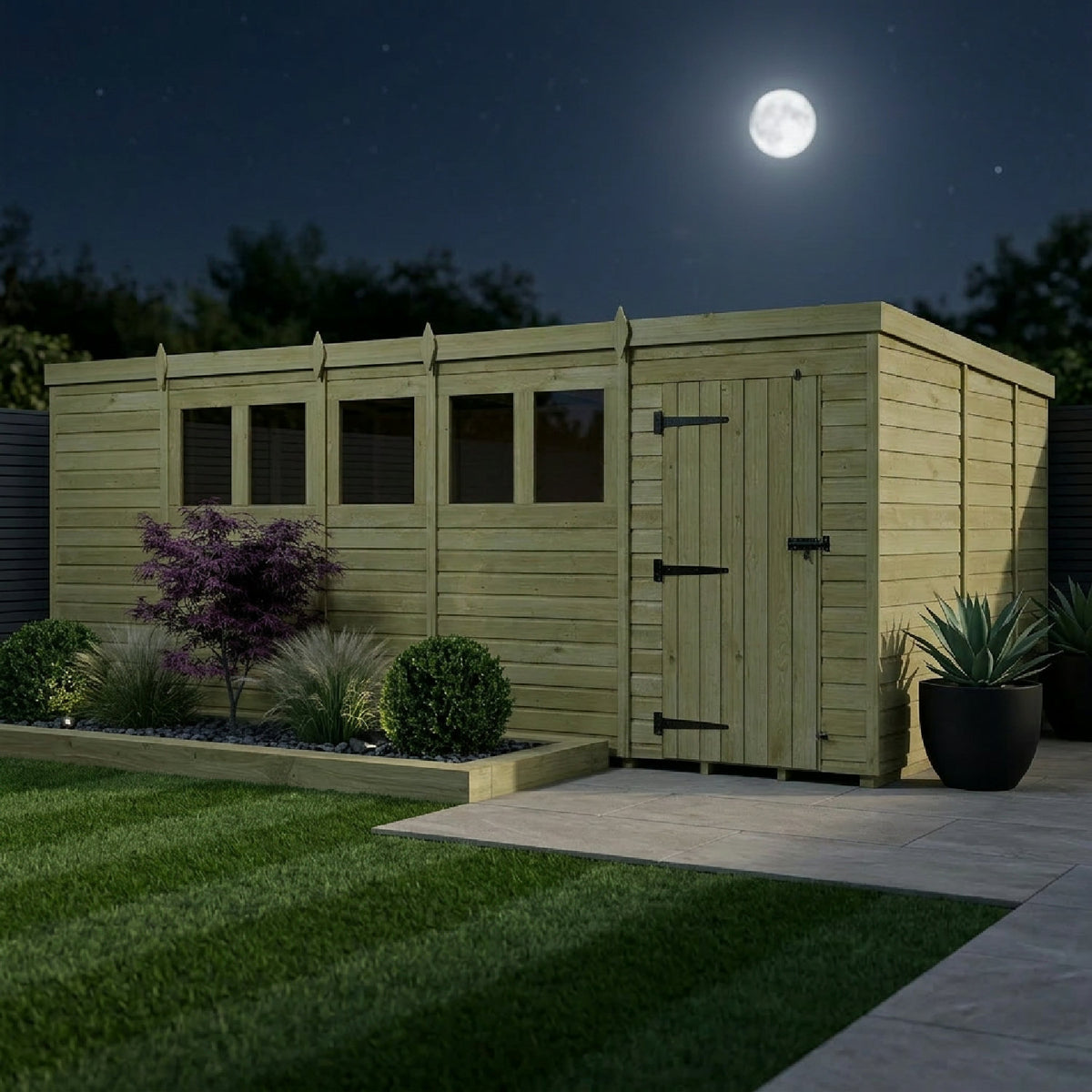 DIY Sheds – Pent Shed – Single Door – view 140