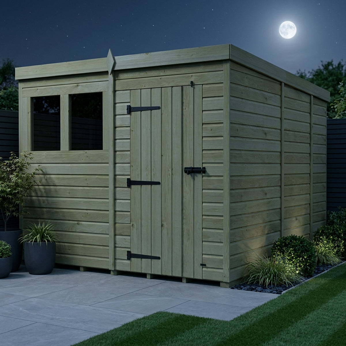 DIY Sheds – Pent Shed – Single Door – view 224