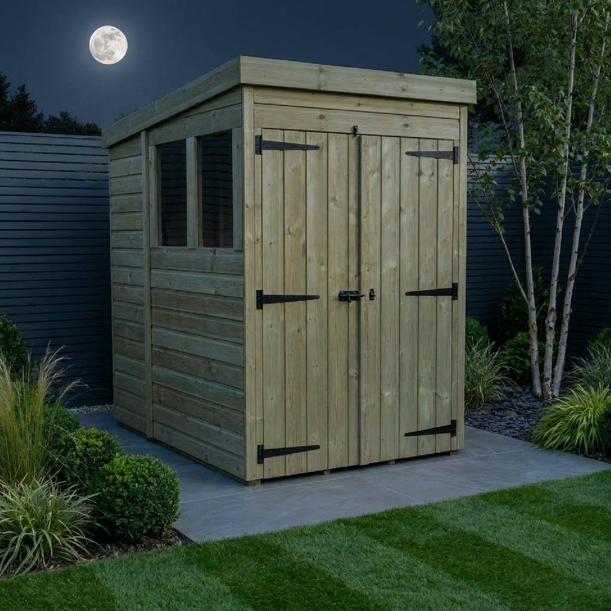 DIY Sheds – Pent Shed – Double Door – view 160
