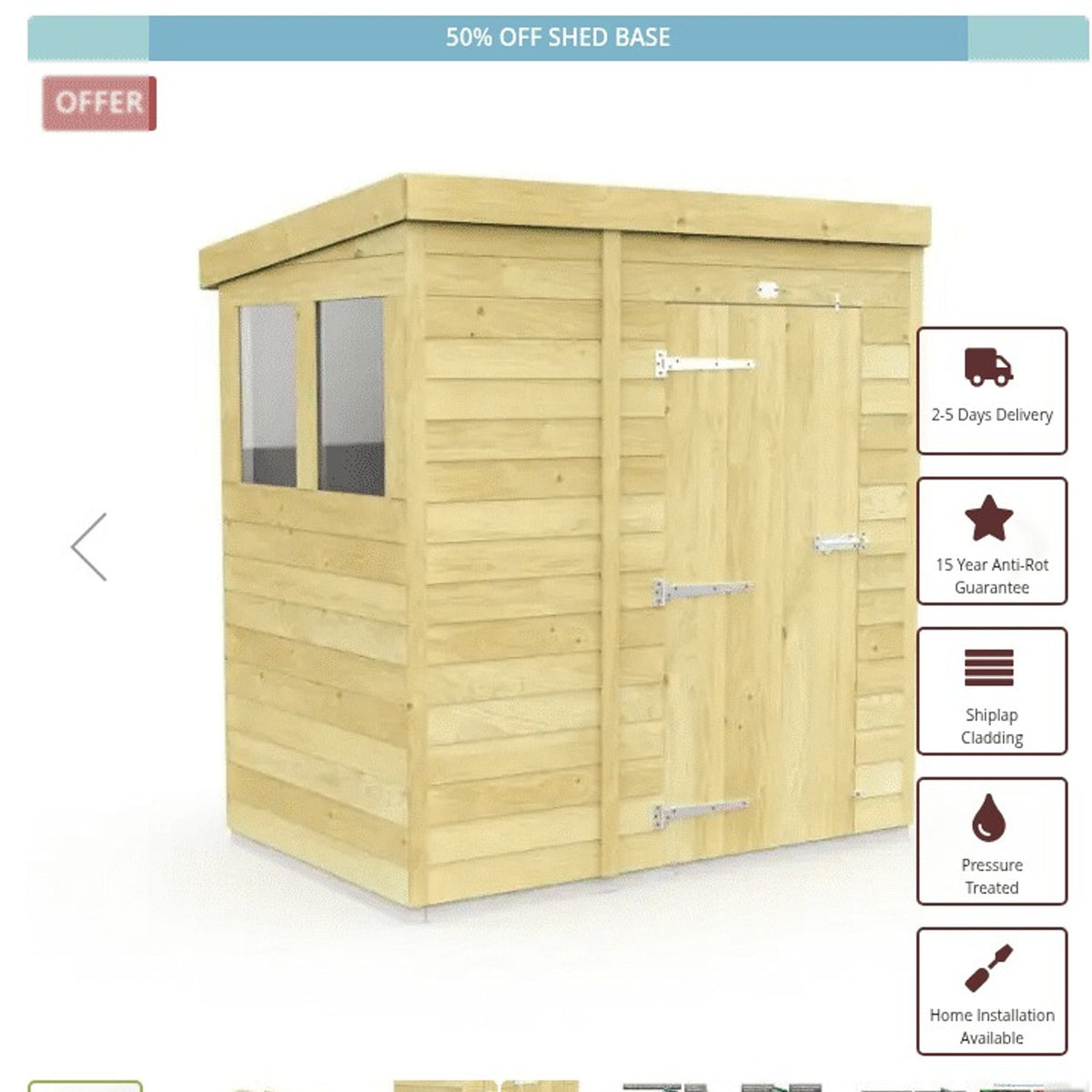 DIY Sheds – Pent Shed – Single Door – view 171