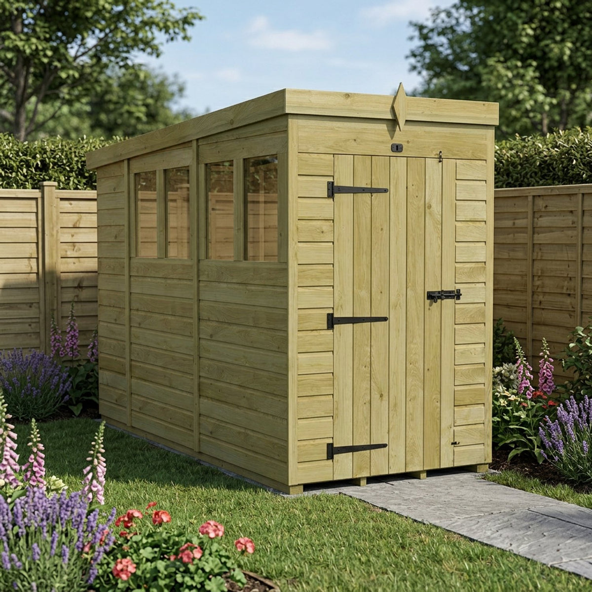 DIY Sheds – Pent Shed – Single Door – view 156