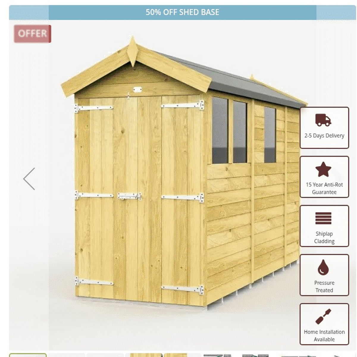 DIY Sheds – Apex Shed – Single Door – view 222