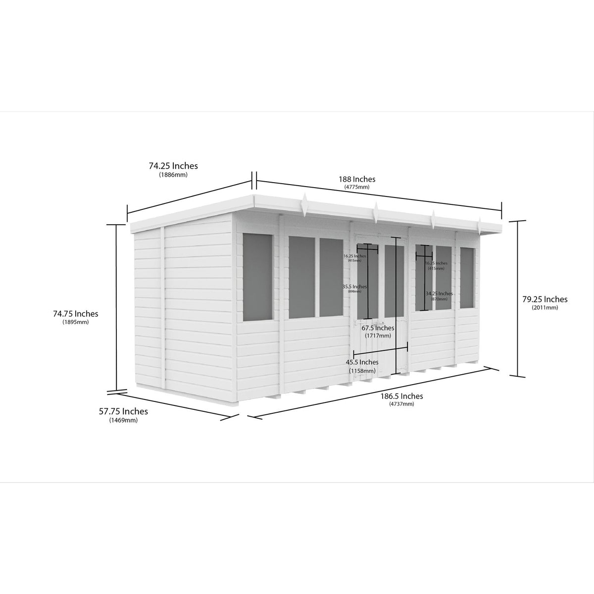 DIY Sheds – Composite Pent Summer House – view 17